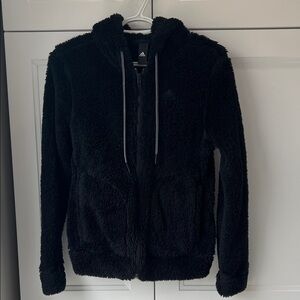 Adidas Plush Black Zip-Up Hoodie
